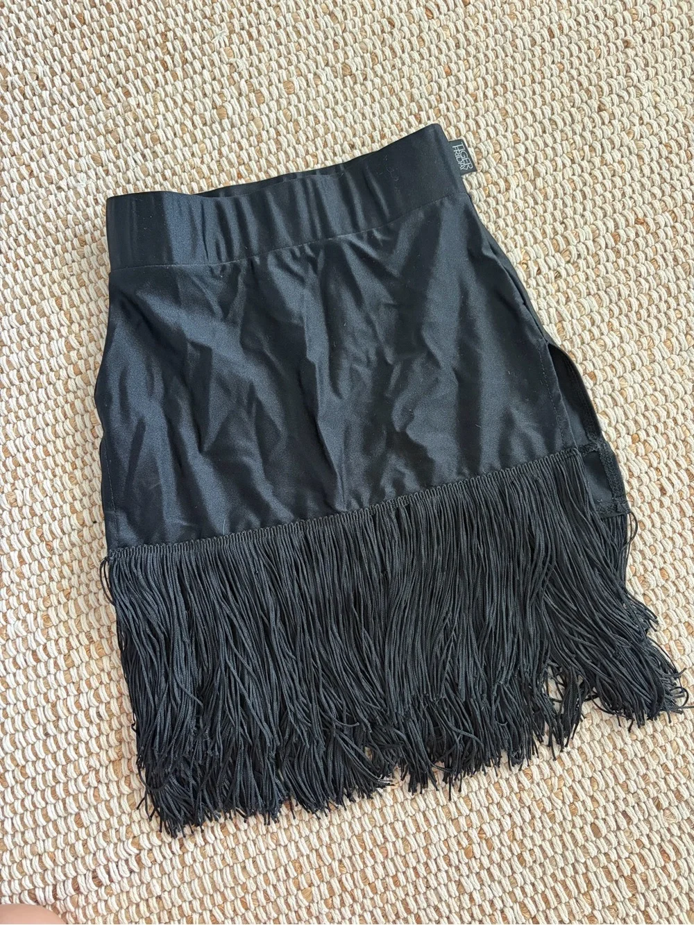 Tiger Friday girls ballroom dance black Fringe Skirt with Tassel Hem fringe